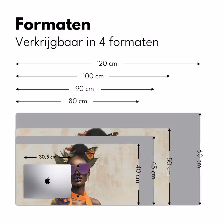 Vrouw - Zonnebril - Vlinder - Bloemen Muismat XXL klein -sfeer5
