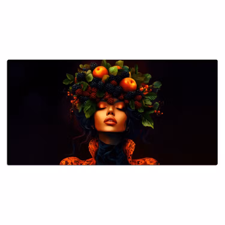 Vrouw - Zwart - Bessen - Bramen - Appels Muismat XXL klein -3d_leeg