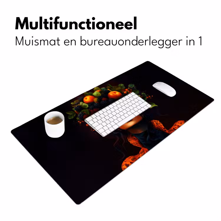 Vrouw - Zwart - Bessen - Bramen - Appels Muismat XXL klein -sfeer4