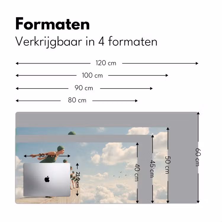 Bureau onderlegger - Vrouwen - Duikhouding - Wolken - Vrouwen - Duikhouding - Wolken Muismat XXL klein