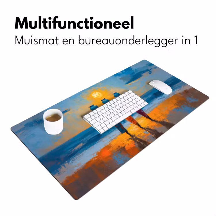Vrouwen - Strand - Zondsondergang Muismat XXL klein -sfeer4