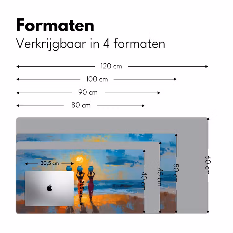 Vrouwen - Strand - Zondsondergang Muismat XXL klein -sfeer5