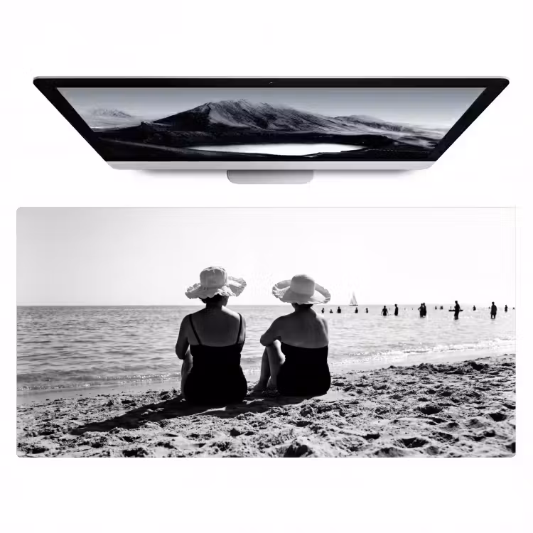 Vrouwen - Zonnehoed - Strand - Zwart - Wit Muismat XXL klein -zzz3d