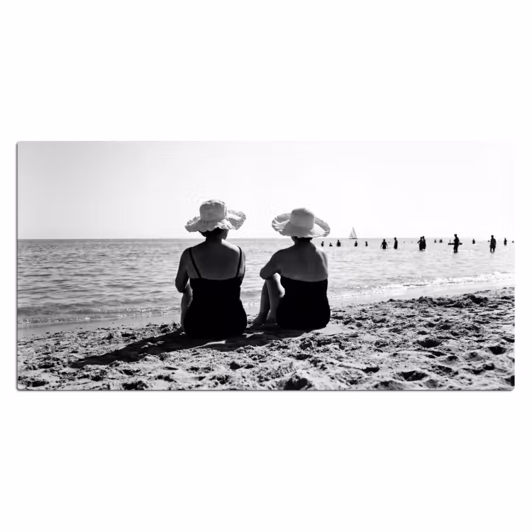 Vrouwen - Zonnehoed - Strand - Zwart - Wit Muismat XXL klein -3d_leeg