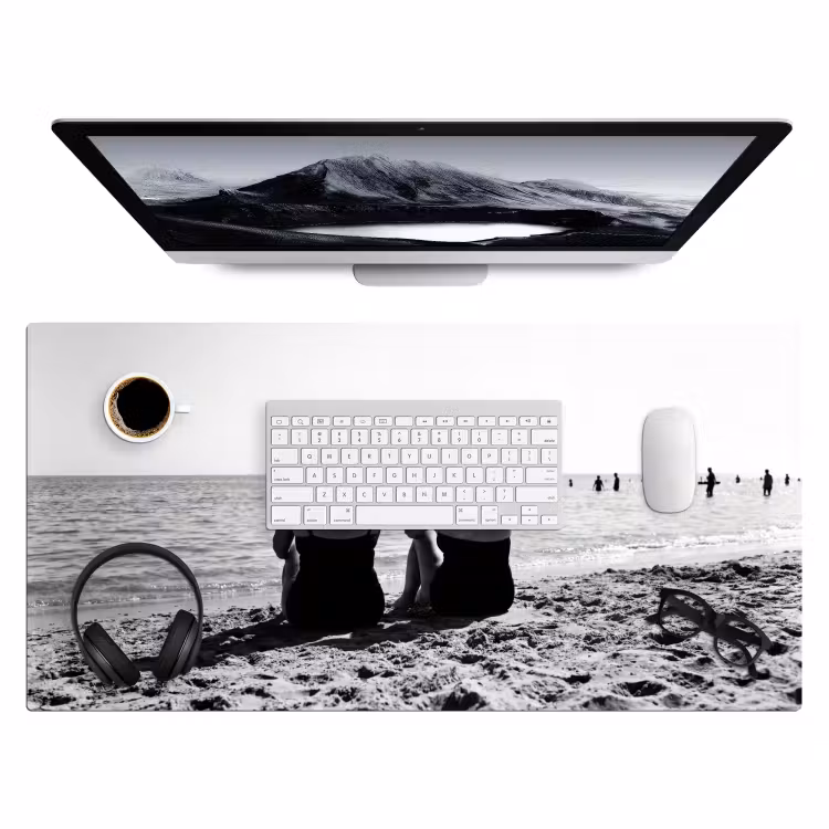 Vrouwen - Zonnehoed - Strand - Zwart - Wit Muismat XXL klein -3d