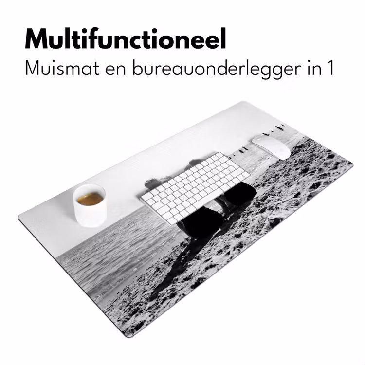 Vrouwen - Zonnehoed - Strand - Zwart - Wit Muismat XXL klein -sfeer4