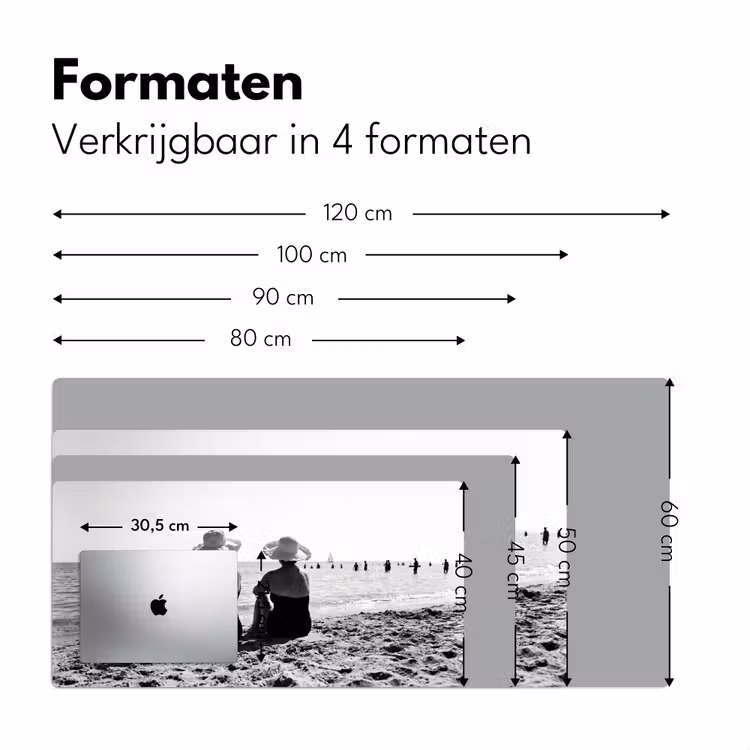Vrouwen - Zonnehoed - Strand - Zwart - Wit Muismat XXL klein -sfeer5