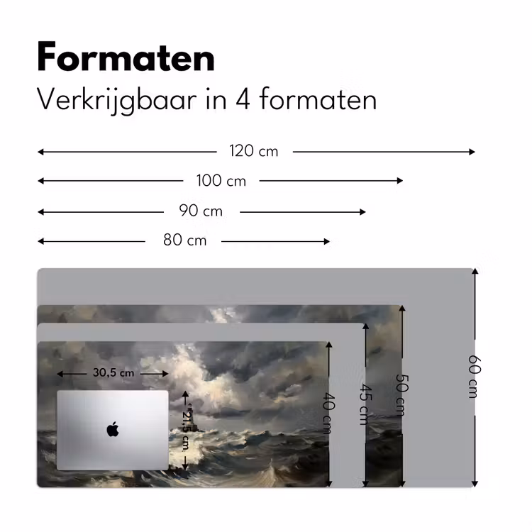 Vuurtoren - Golven - Storm Muismat XXL klein -sfeer5