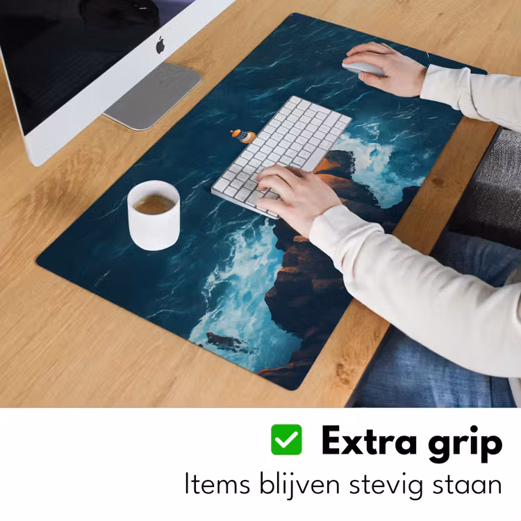 Vuurtoren - Rots - Zee - Golven Muismat XXL klein -sfeer3
