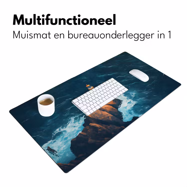 Vuurtoren - Rots - Zee - Golven Muismat XXL klein -sfeer4