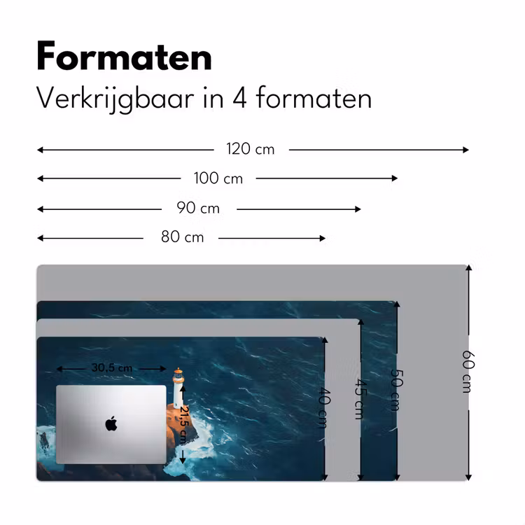 Vuurtoren - Rots - Zee - Golven Muismat XXL klein -sfeer5