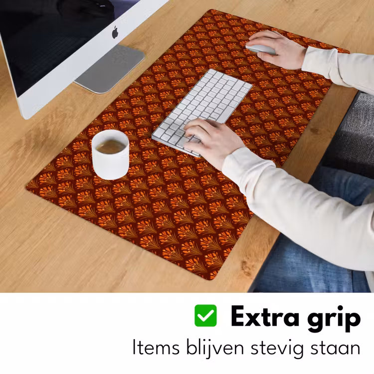 Waaiers - Art Deco - Botanisch - Roestbruin - Oranje Muismat XXL klein 681 -sfeer3
