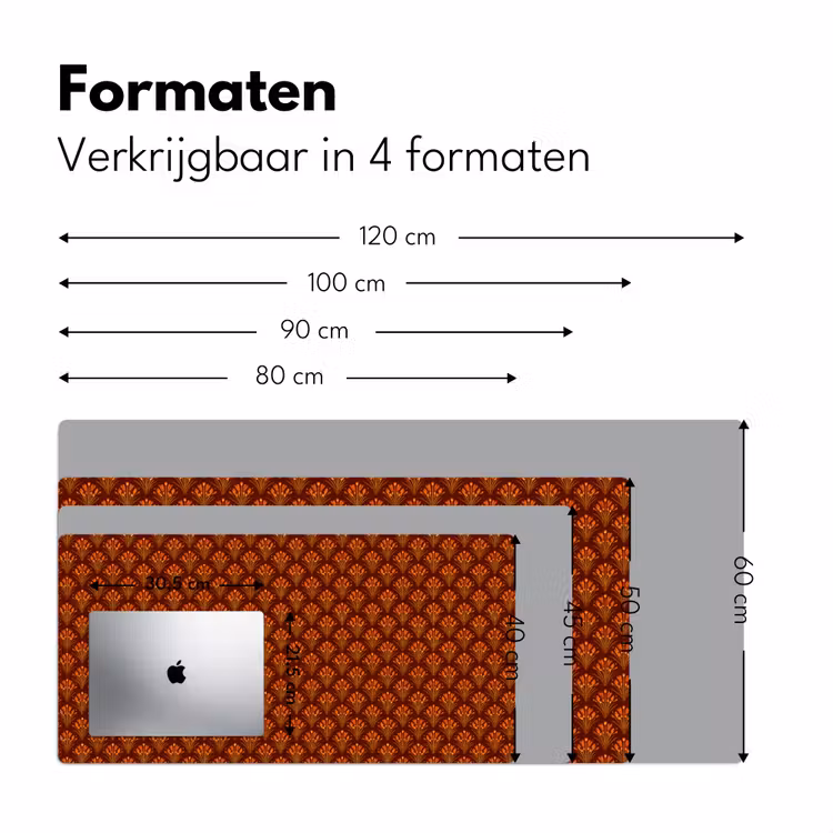 Waaiers - Art Deco - Botanisch - Roestbruin - Oranje Muismat XXL klein 681 -sfeer5