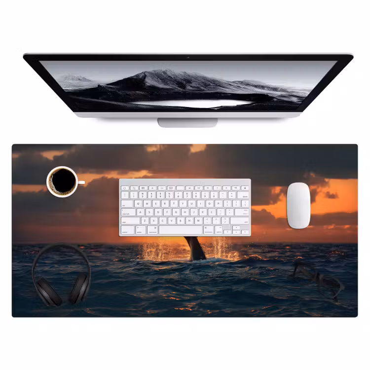 Walvis staart - Water - Zonsondergang Muismat XXL klein -3d