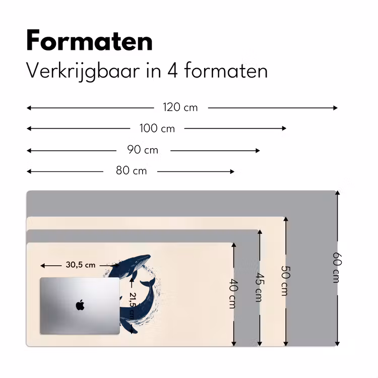 Walvissen - Spetters - Cirkel - Donkerblauw Muismat XXL klein -sfeer5