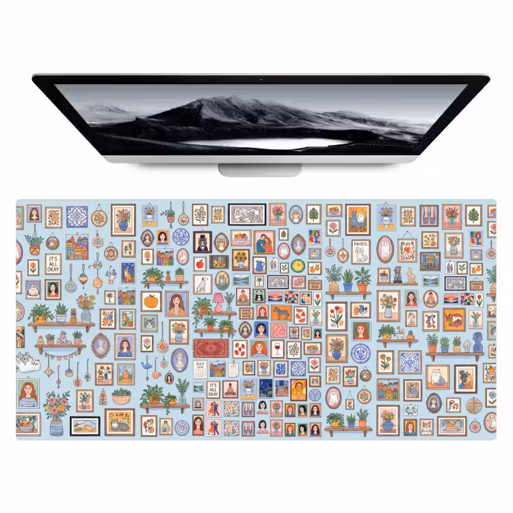 Wanddecoratie - Collectie - Huis - Illustratief - Kleurrijk Muismat XXL klein -zzz3d