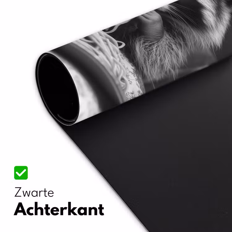 Wasbeer - Cute - Pasta - Tafelkleed - Zwart - Wit Muismat XXL klein -sfeer2