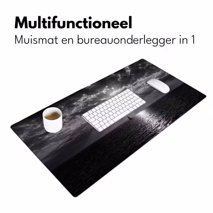 Water - Boot - Lucht - Natuur - Zwart-wit Muismat XXL klein -sfeer4