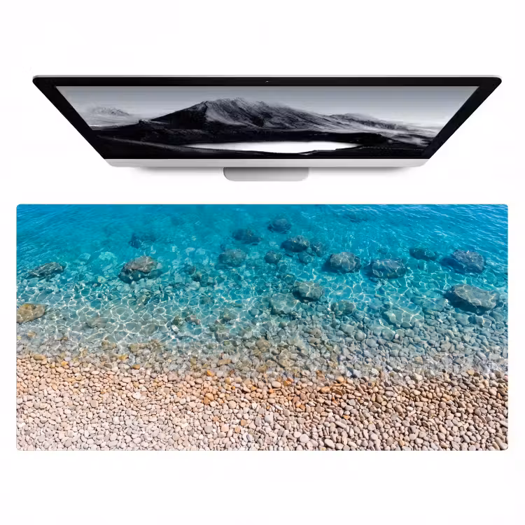 Water - Kiezels - Natuur - Levendig - Turkoois Muismat XXL klein -zzz3d
