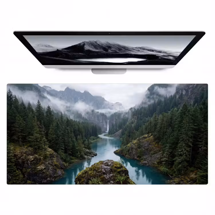 Waterval - Bomen - Bergen Muismat XXL klein -zzz3d