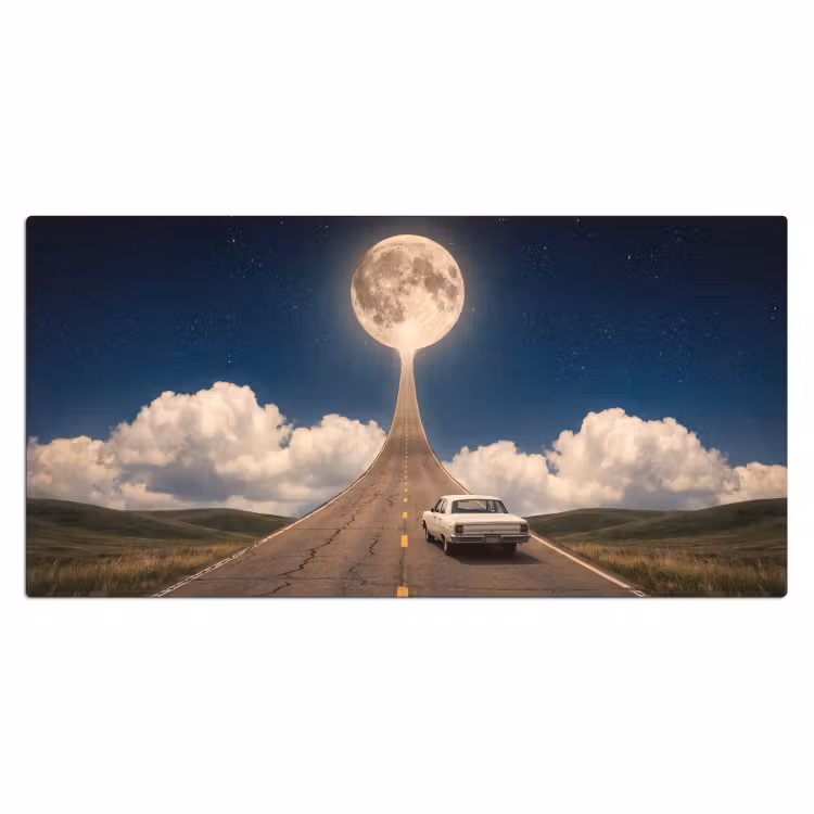 Bureau onderlegger - Weg - Maan - Nacht - Weg - Maan - Nacht Muismat XXL klein