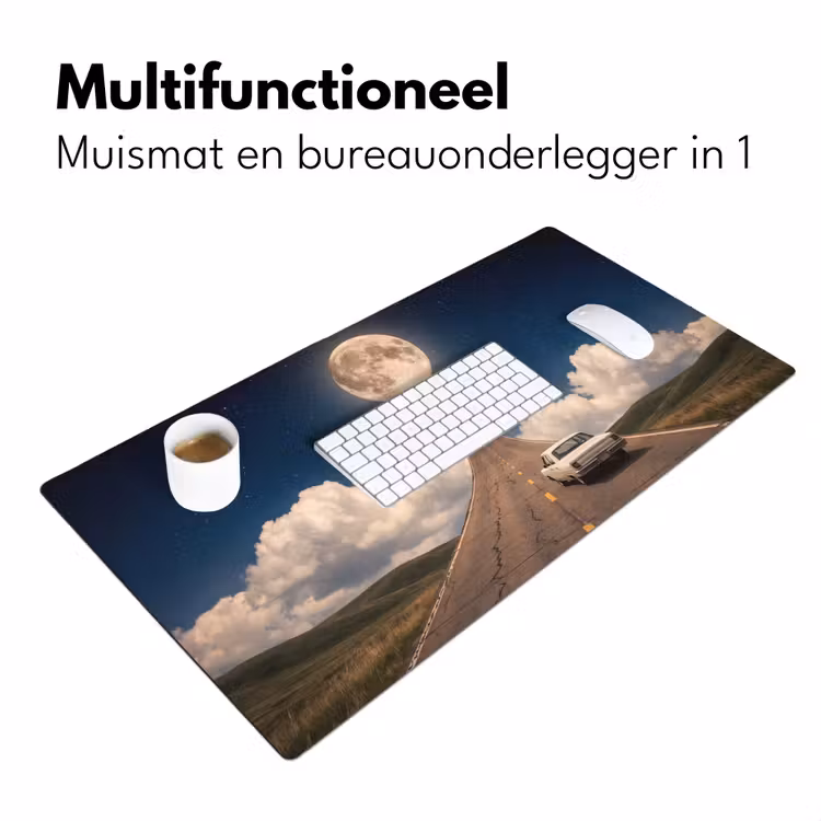 Bureau onderlegger - Weg - Maan - Nacht - Weg - Maan - Nacht Muismat XXL klein