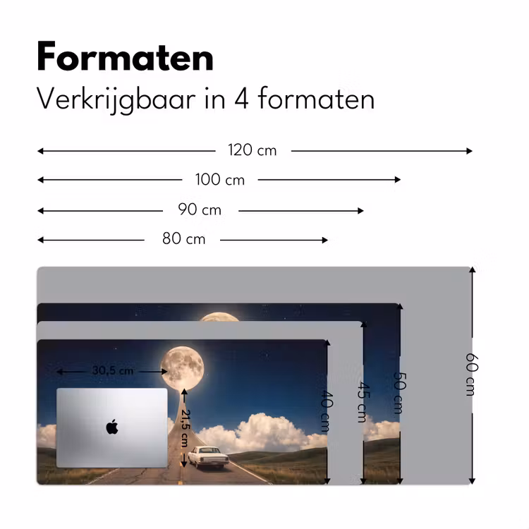 Bureau onderlegger - Weg - Maan - Nacht - Weg - Maan - Nacht Muismat XXL klein