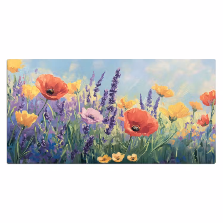 Weide - Bloemen - Kleurrijk Muismat XXL klein -3d_leeg