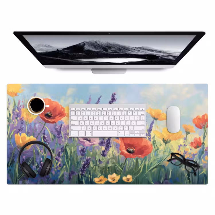 Weide - Bloemen - Kleurrijk Muismat XXL klein -3d