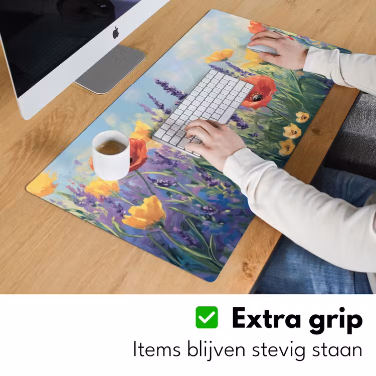 Weide - Bloemen - Kleurrijk Muismat XXL klein -sfeer3
