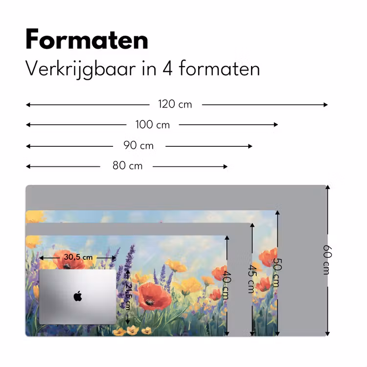 Weide - Bloemen - Kleurrijk Muismat XXL klein -sfeer5
