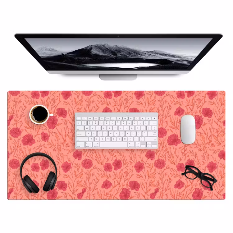Weidebloemen - Romantisch - Roze Muismat XXL klein 681 -3d