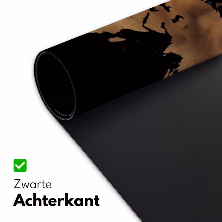 Wereldkaart - Leer - Bruin Muismat XXL klein -sfeer2