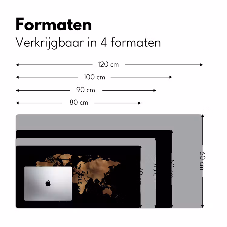 Wereldkaart - Leer - Bruin Muismat XXL klein -sfeer5
