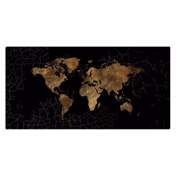 Wereldkaart - Marmer - Goud Muismat XXL klein -3d_leeg