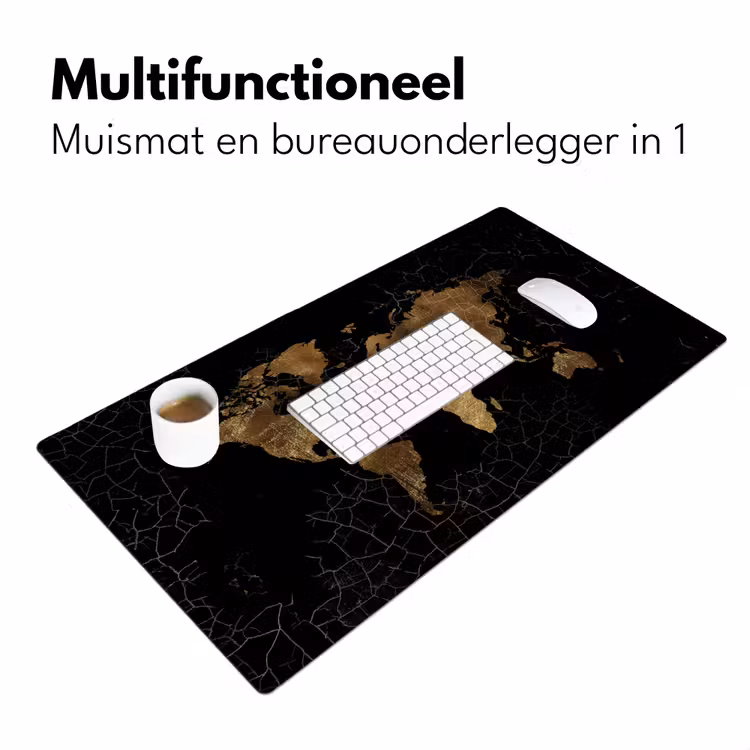Wereldkaart - Marmer - Goud Muismat XXL klein -sfeer4