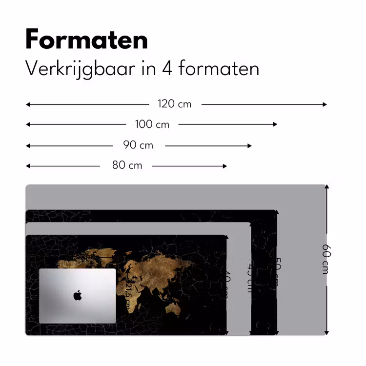Wereldkaart - Marmer - Goud Muismat XXL klein -sfeer5