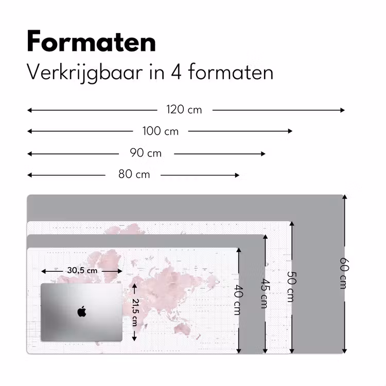 Wereldkaart - Roze - Marmer Muismat XXL klein -sfeer5
