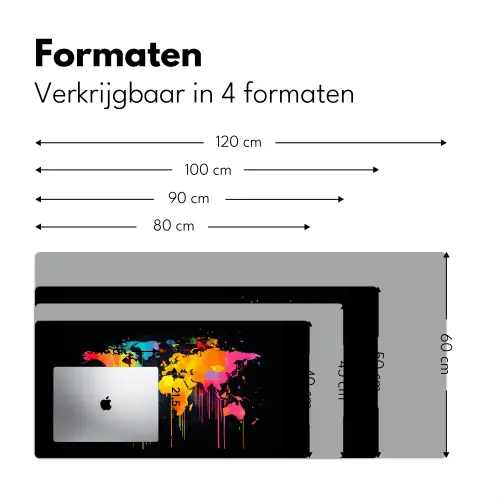 Wereldkaart - Verf - Kleurrijk - Graffiti - Wereld Muismat XXL klein -sfeer5