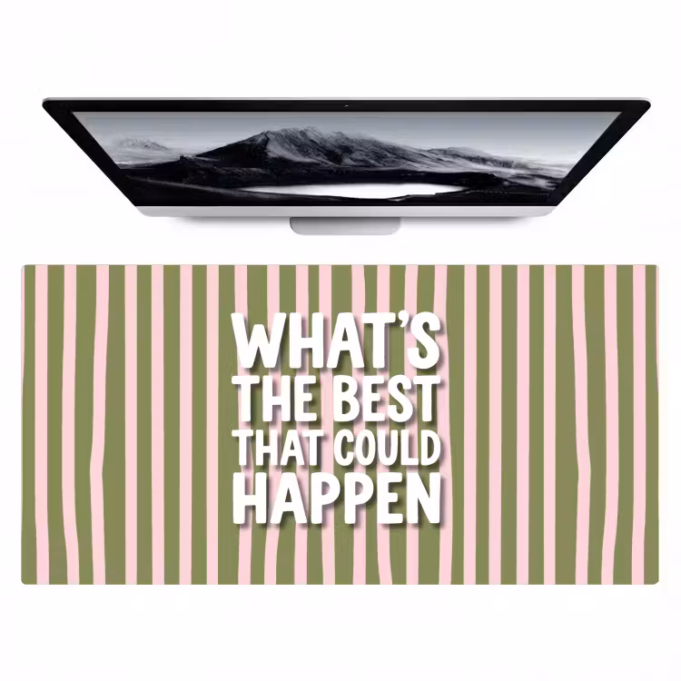 What's the best that could happen - Strepen - Groen - Roze Muismat XXL klein -zzz3d