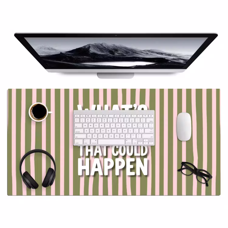 What's the best that could happen - Strepen - Groen - Roze Muismat XXL klein -3d