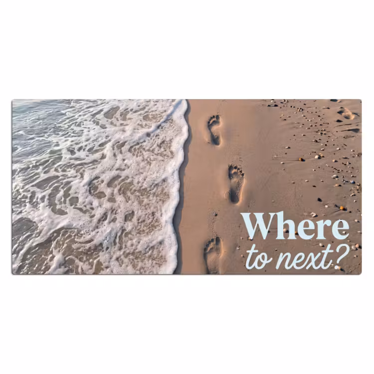 Where to next - Strand - Voetstappen Muismat XXL klein -3d_leeg