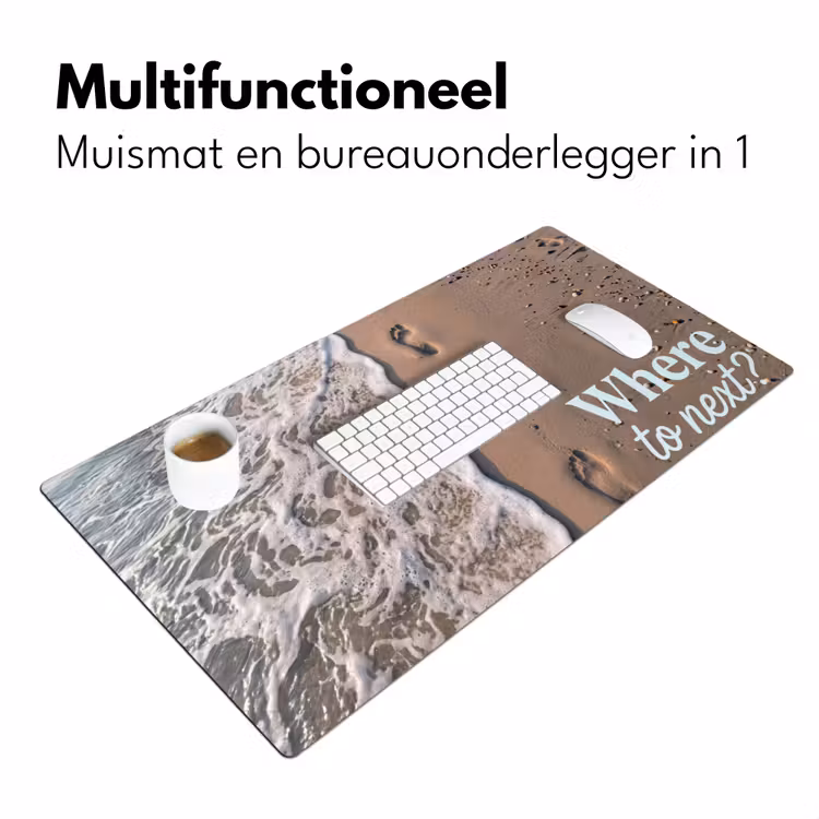 Where to next - Strand - Voetstappen Muismat XXL klein -sfeer4