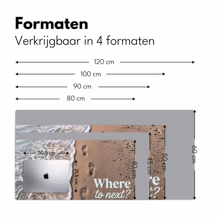 Where to next - Strand - Voetstappen Muismat XXL klein -sfeer5