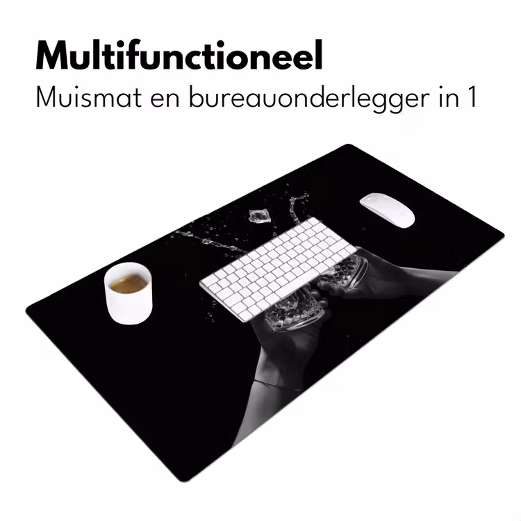 Whickyglazen - Ijs - Spetters - Zwart Muismat XXL klein -sfeer4