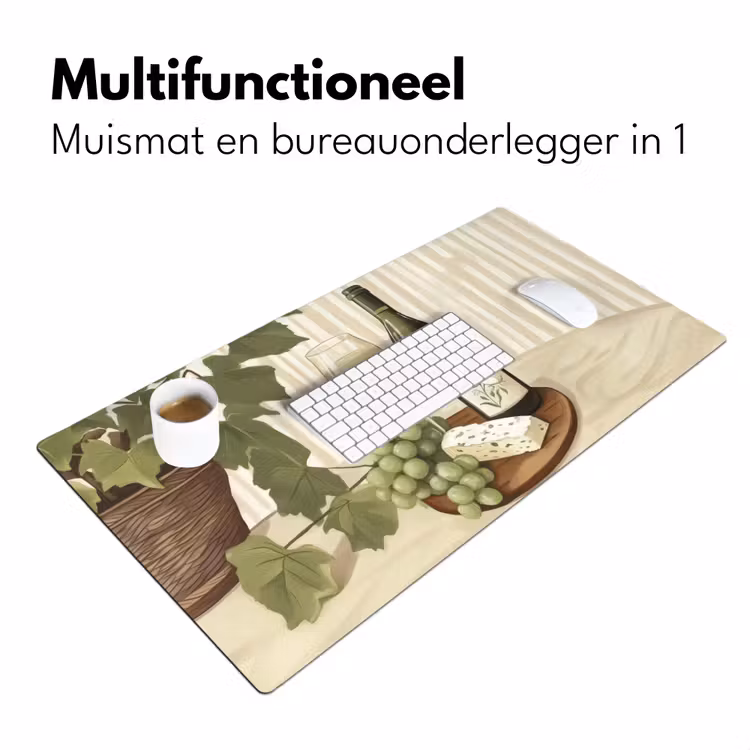 Wijn - Druiven - Kaas - Bladeren Muismat XXL klein -sfeer4