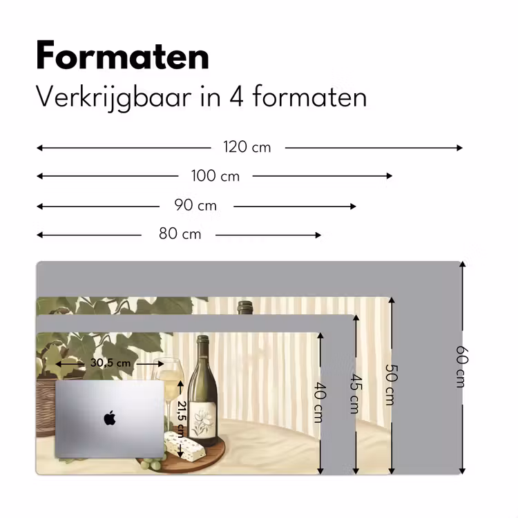 Wijn - Druiven - Kaas - Bladeren Muismat XXL klein -sfeer5