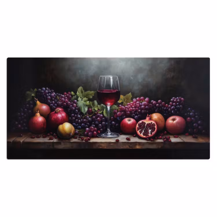 Wijn - Fruit - Stilleven Muismat XXL klein -3d_leeg