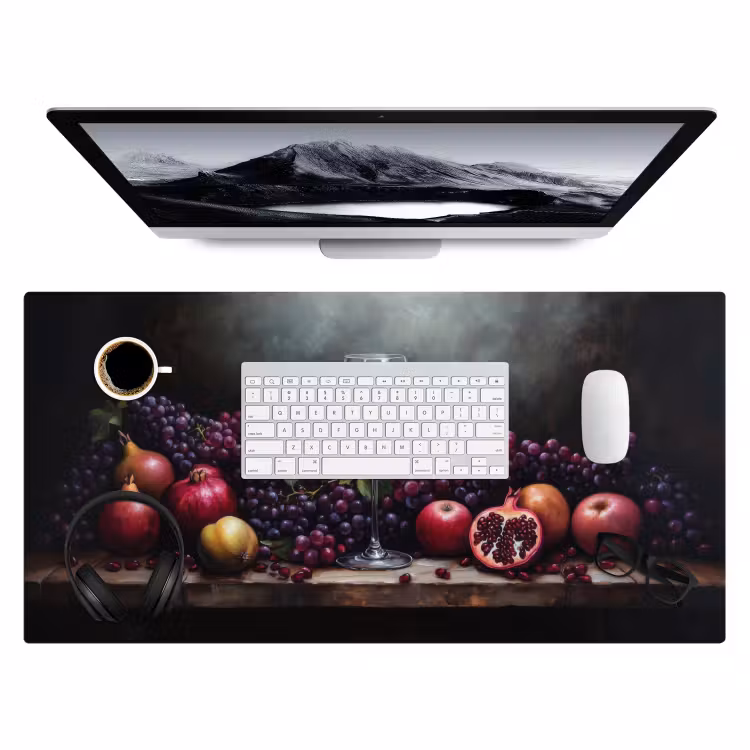 Wijn - Fruit - Stilleven Muismat XXL klein -3d