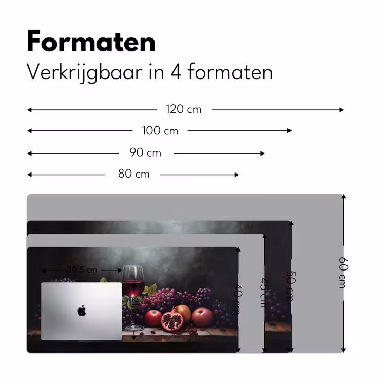 Wijn - Fruit - Stilleven Muismat XXL klein -sfeer5